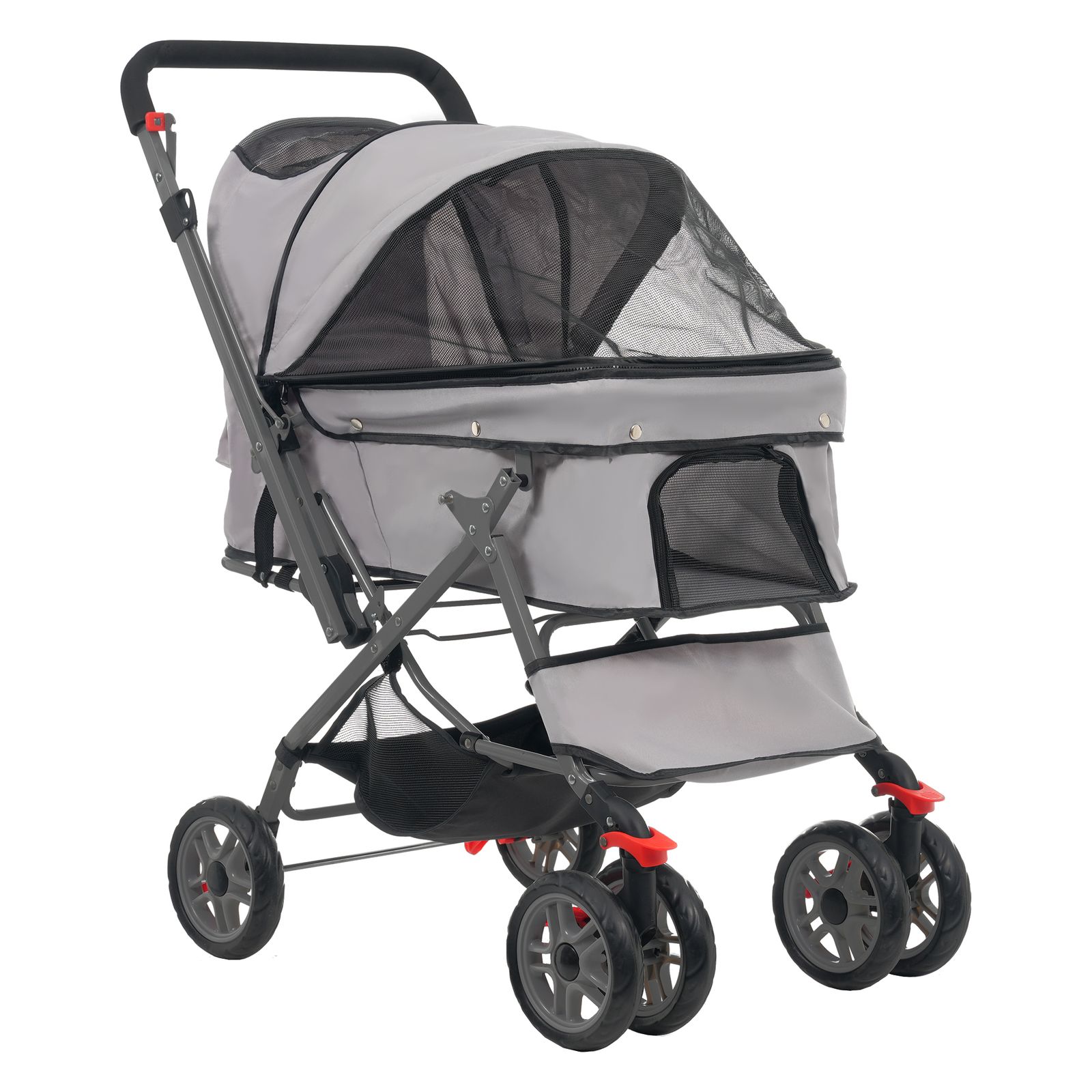 ペットカート 対面式 折りたたみ 多頭 中型犬 小型犬 猫 2 way 軽量 組立簡単 工具不要 介護用 ドッグカート ペットバギー 犬 動物 ペット用品 グレー