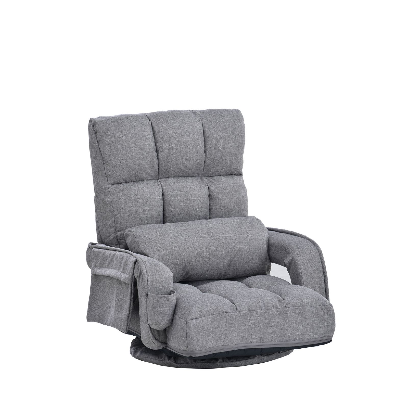 「12/26再入荷予定」回転式座椅子 肘掛け ハイバック リクライニング 1人掛けソファー フロアソファ リラックスチェア 折りたたみ リクライニングチェア ファブリック おしゃれ 椅子 コンパ