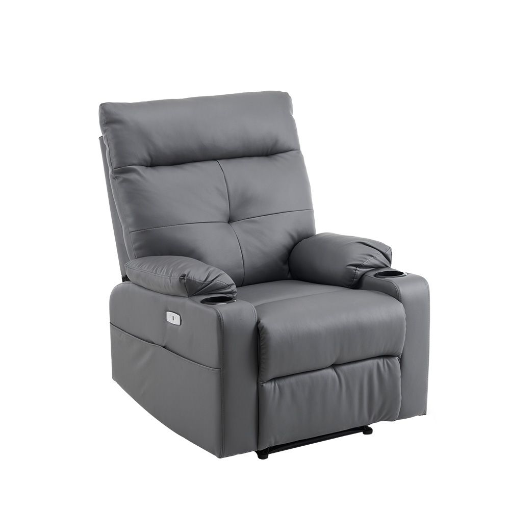 リクライニングソファー 電動 リクライニングソファ 振動機能付き オットマン一体型 1人掛け USBポート付き 電動ソファ モーションソファー 耐圧分散 電動ソファー スマホ充電可 リクライニングチェア グレー