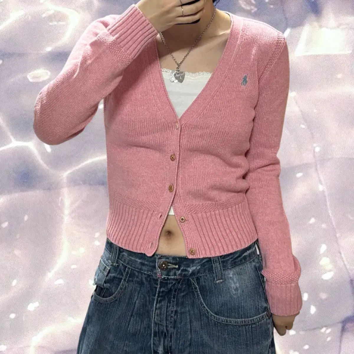 ポロラルフローレン Vネック ニット カーディガン ピンク