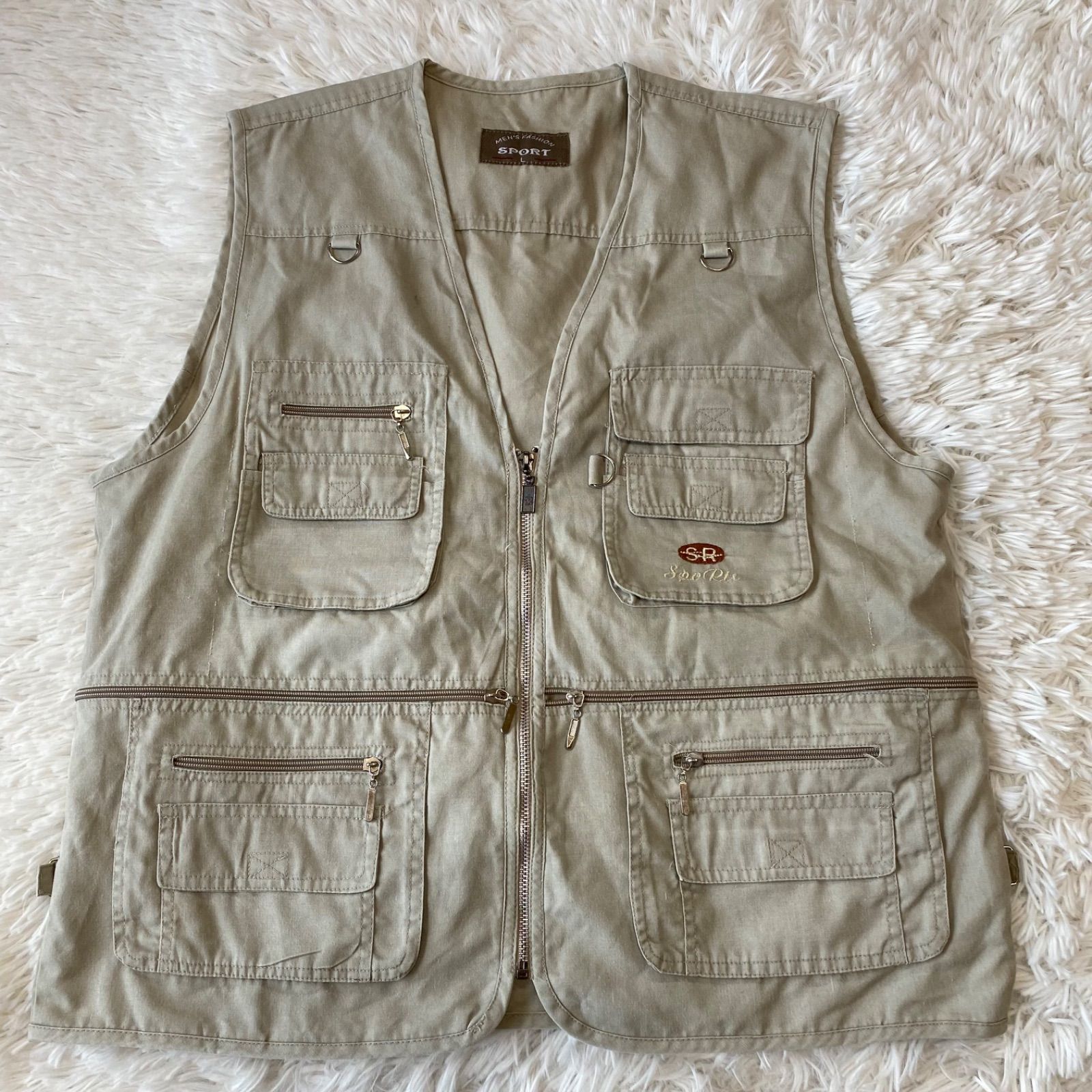古着 ヴィンテージ ダメージ フィッシングベスト ベージュ Sport フィッシングベスト ベージュ コットン L 海外古着 - メルカリ