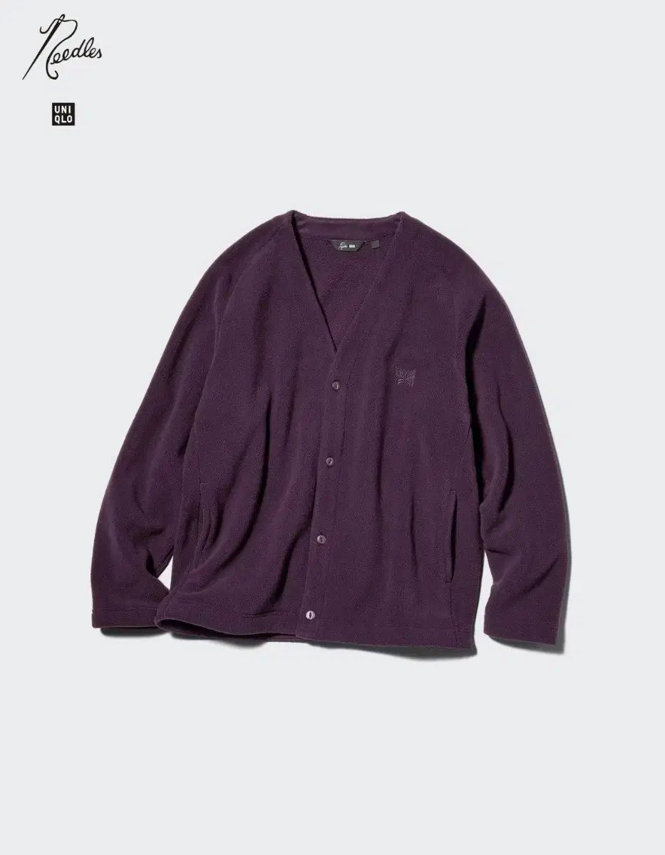 ユニクロ ニードルズ フリース オーバーサイズ カーディガン パープル M