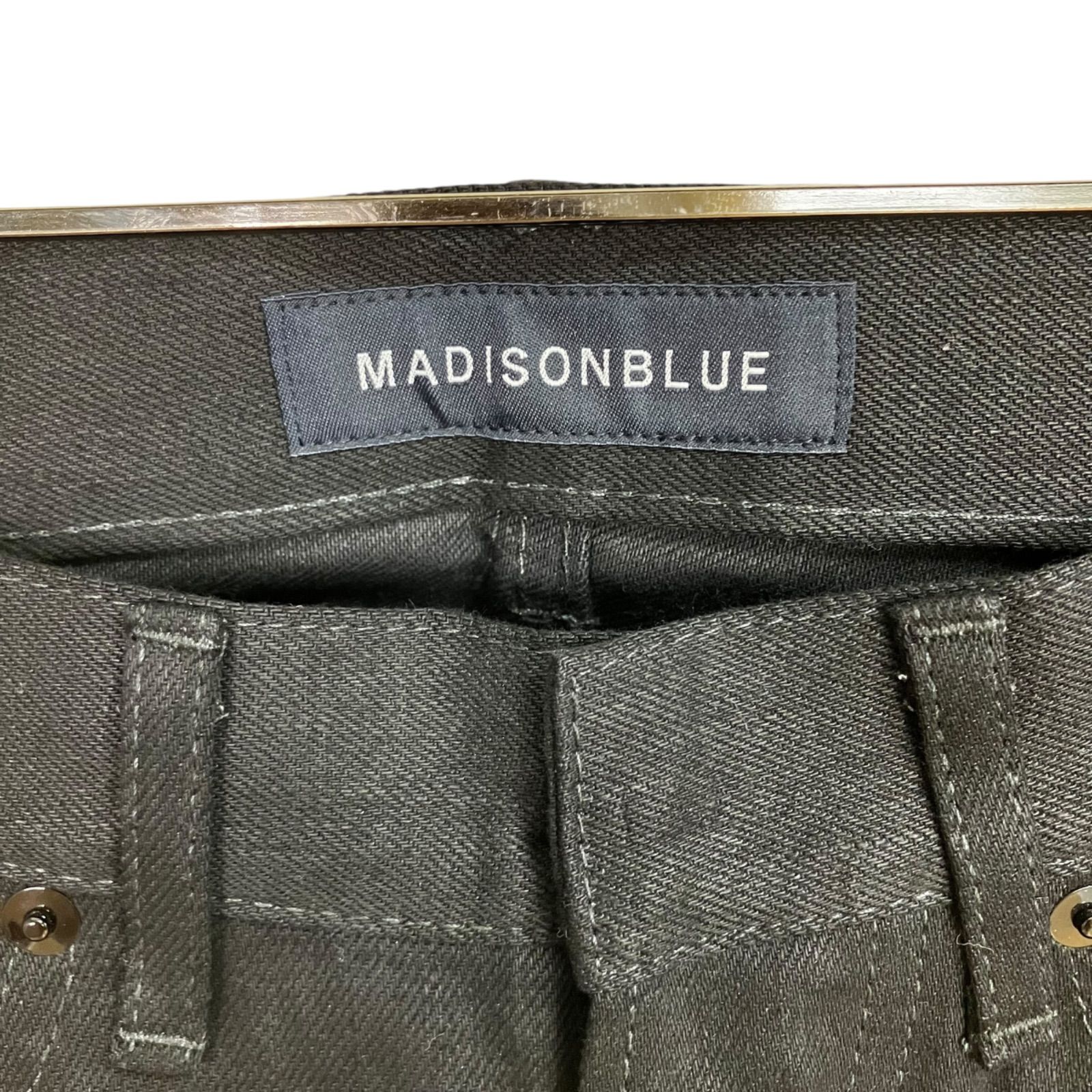 MADISON BLUE JQ DENIM 00 ブラック 黒 マディソンブルー ロゴ セルビッチ ジャガード ストレートデニムパンツ 刺繍 MB 184 3007 ストレートデニム デニム ジーンズ