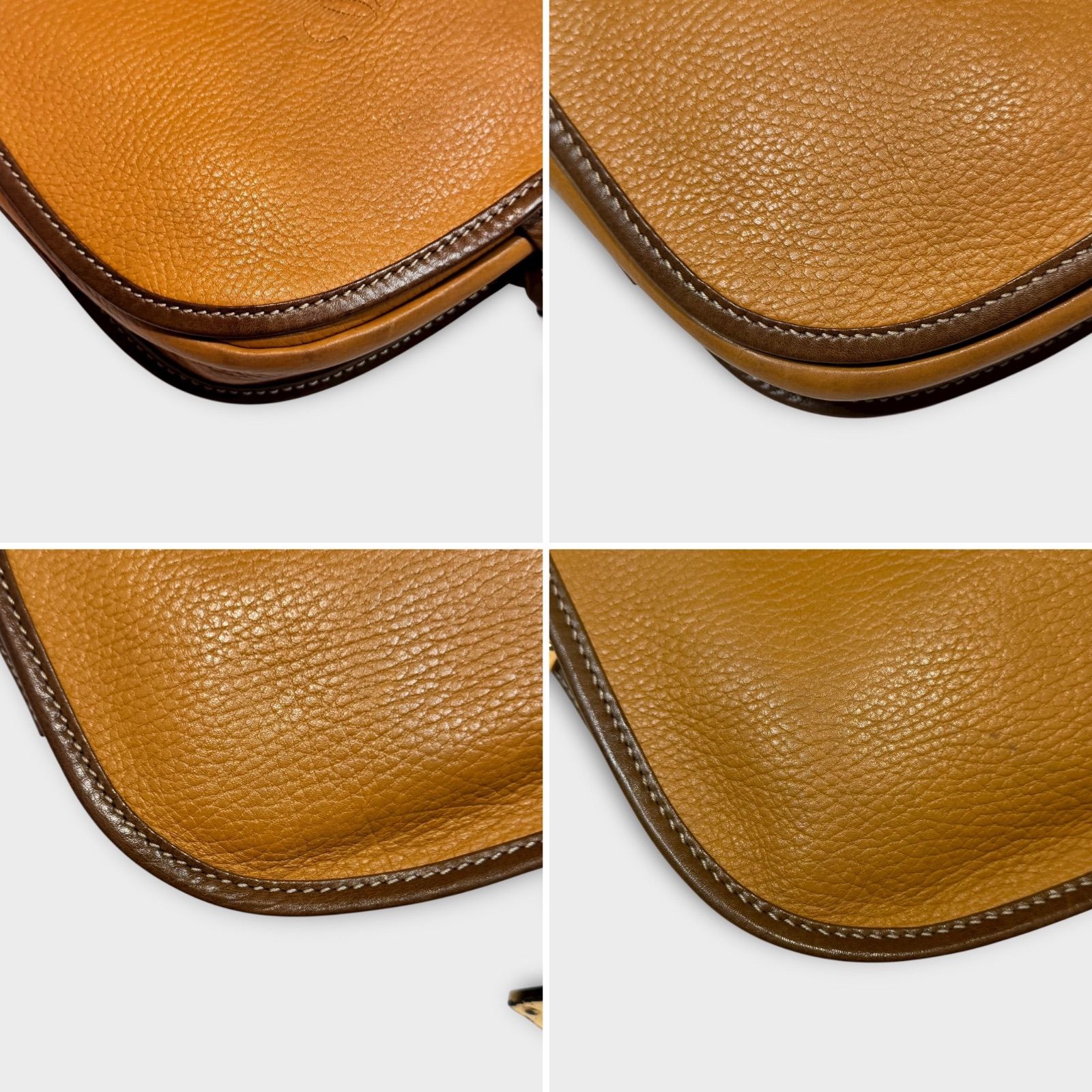  LOEWE Vintage Leather Saddle Shoulder Bag with Embossed Anagram Logo – Camel Brown ロエベ アナグラム ショルダーバッグ 斜めがけ ショルダーバッグ ショルダーバッグ