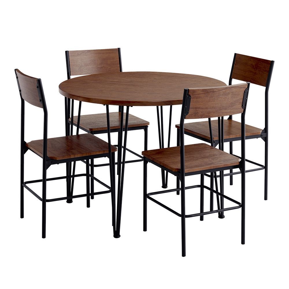 ヴィンテージ円形ダイニング5点セット CRV-5-WAL ウォールナット