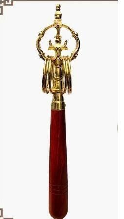 新入荷☆「密教法具 寺院用仏具」錫杖 真鍮製磨き仕上げ 26cm 【公式通販】