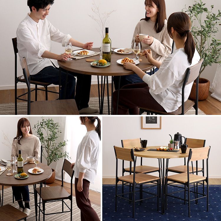 ヴィンテージ円形ダイニング5点セット CRV 5 SBO シャビーオーク ダイニングテーブル 机 テーブル 家具 インテリア