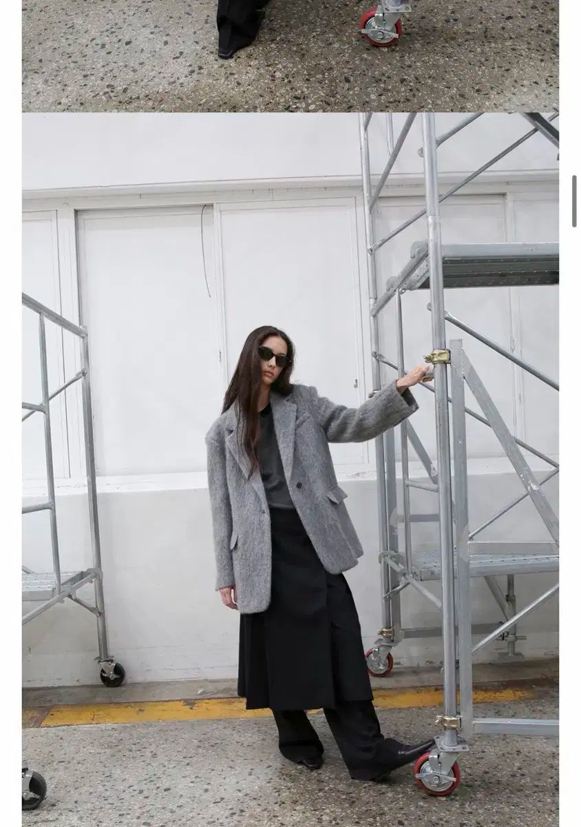 リーバ ヘアリー アルパカ ジャケット グレー s