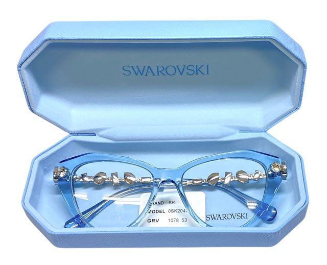 未使用 スワロフスキー メガネ 眼鏡フレーム SK2047 クリアフレーム　クリア　クリアブルー　ブルー　青 ストーン SWAROVSKI 石　ラインストーン レディース 女性向け 伊達眼鏡 メガネフレーム　めがね SWAROVSKI（スワロフスキー） メガネフレーム ブランド クリアライト