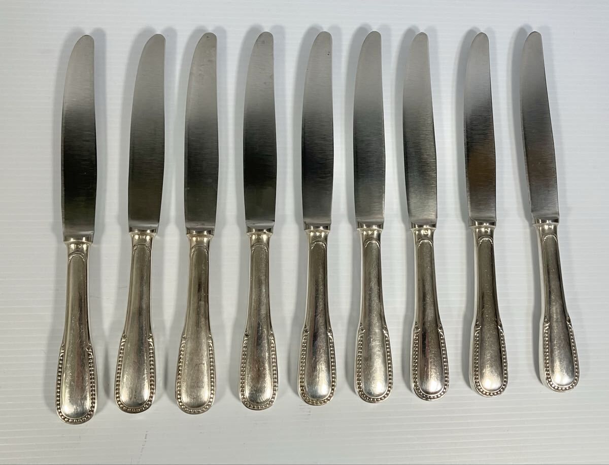 9本セット ERCUIS エルキュイ 15 フランス シルバープレート カトラリー ナイフ アンティーク ヴィンテージ e 101