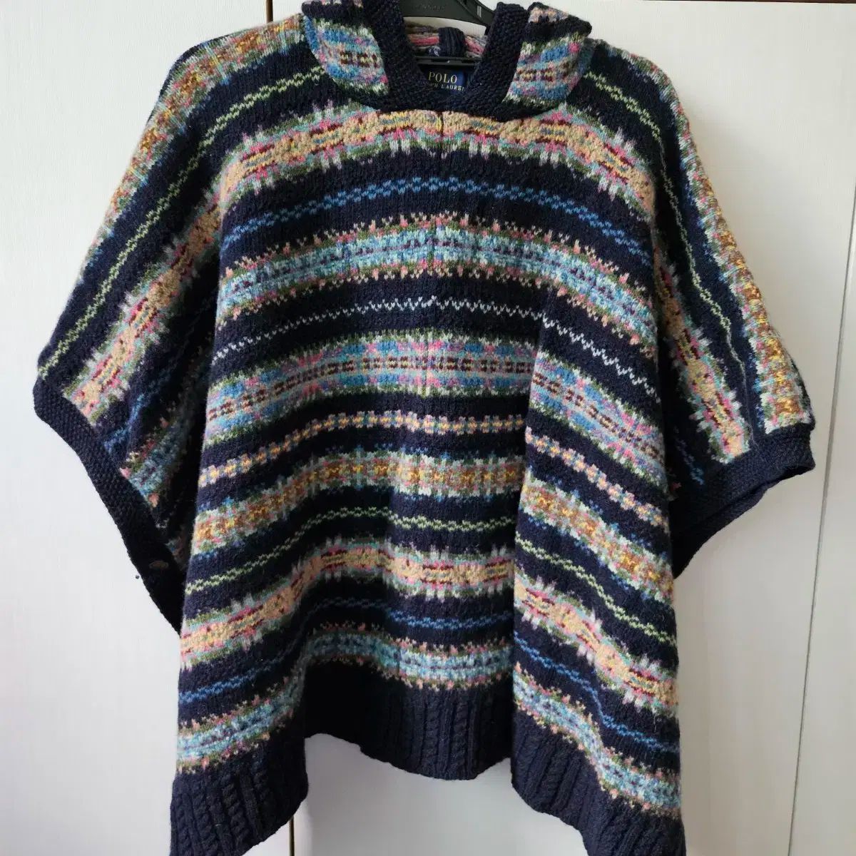 ポロラルフローレン フェアアイル ウール ニット ケープ フード ポンチョ L XL ヴィンテージ