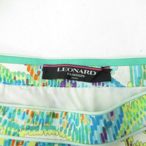フカフカの レオナール LEONARD FASHION 総柄 スカート スーツ セットアップ マルチ 11AR 73 約S 0331200 【最安値激安】