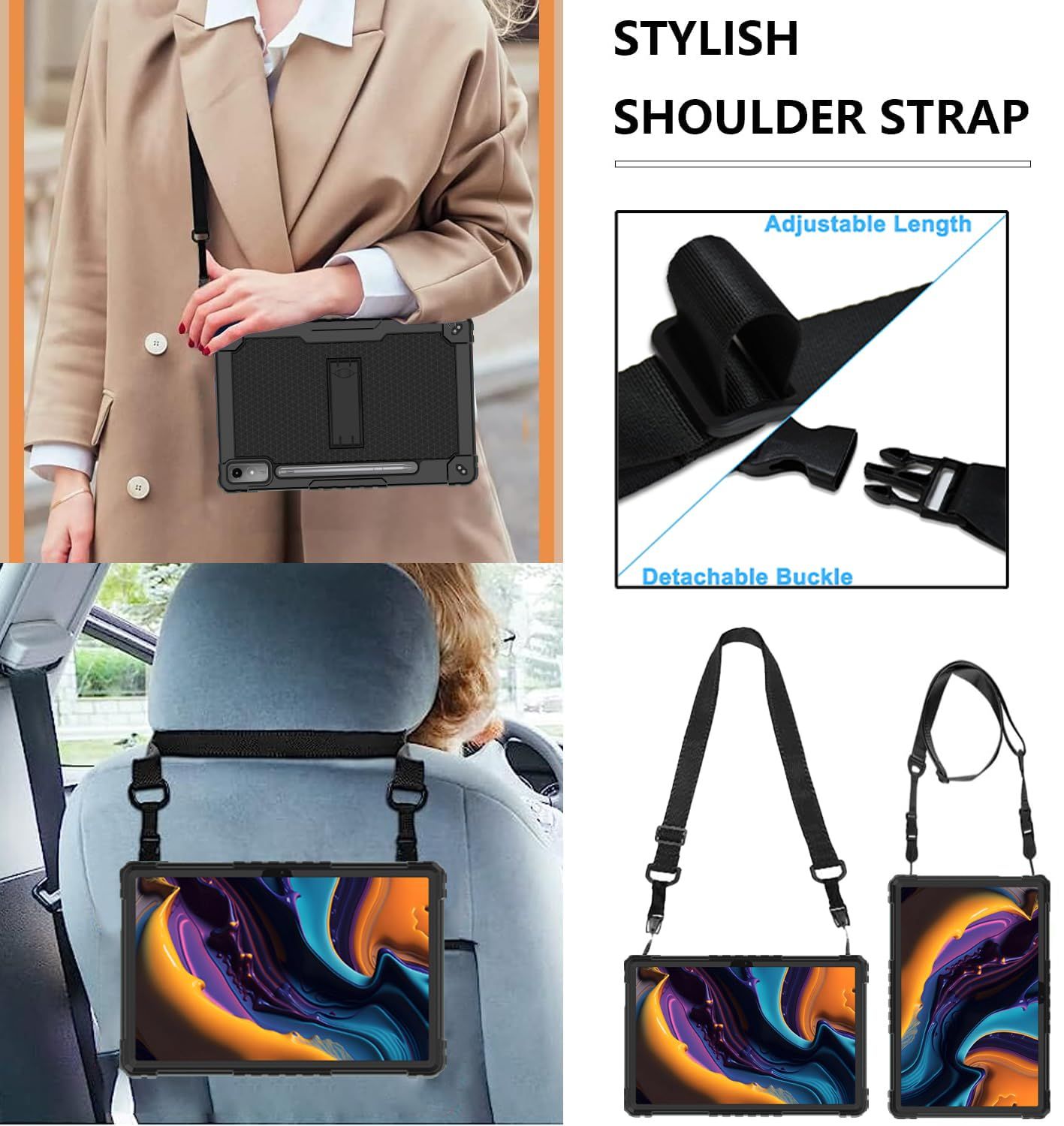 Doemoil ケース Lenovo Tab P 12 12.7インチタブレットケース 高耐久 落下防止 耐衝撃 ハイブリッド キッズ 保護ケース Xiaoxin Pad Pro 12.7インチ タブレットケ ブラック