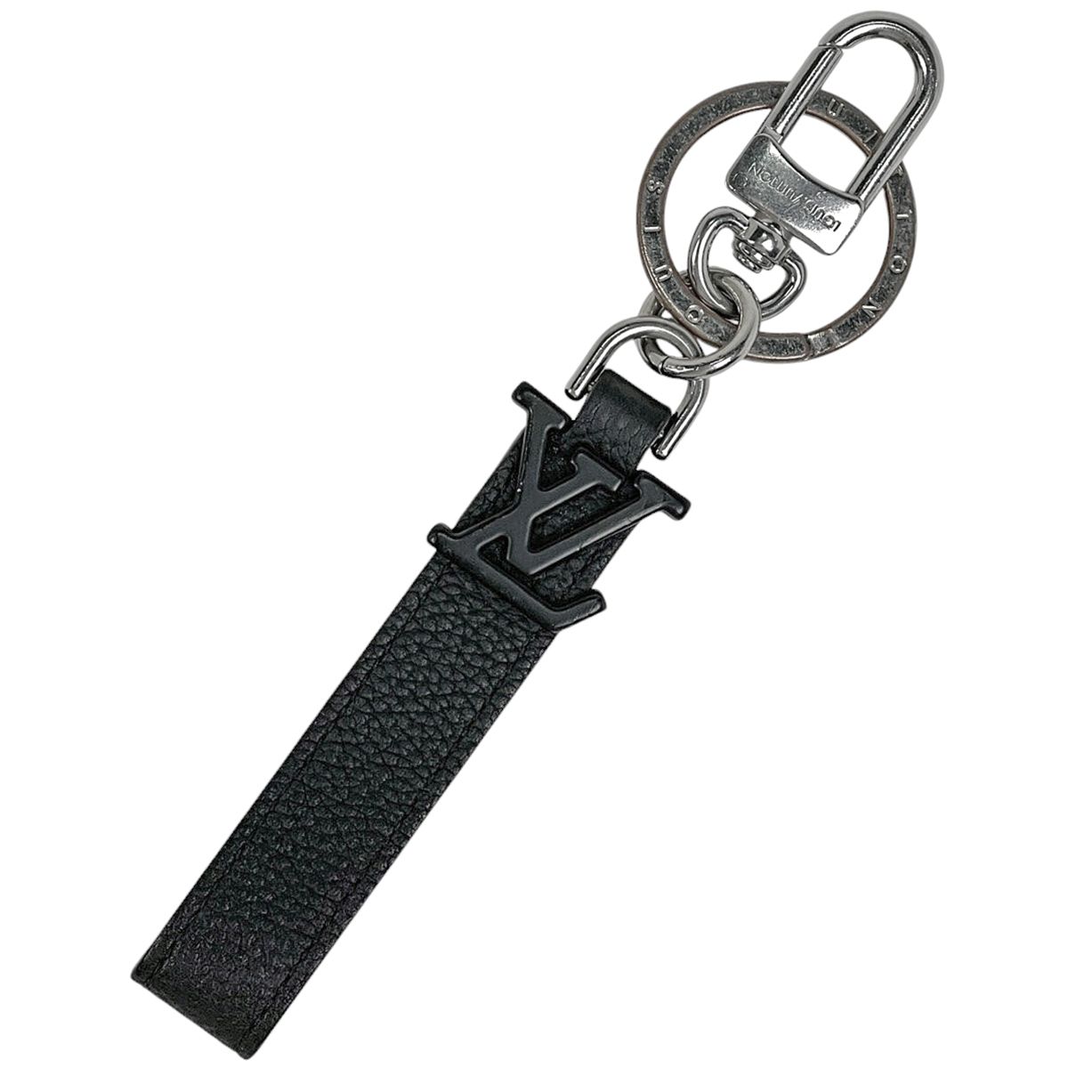ルイ ヴィトン Louis Vuitton キーホルダー ドラゴンヌ アエログラム キーリング バッグチャーム キーホルダー レザー メタル ブラック シルバー M01194 メンズ