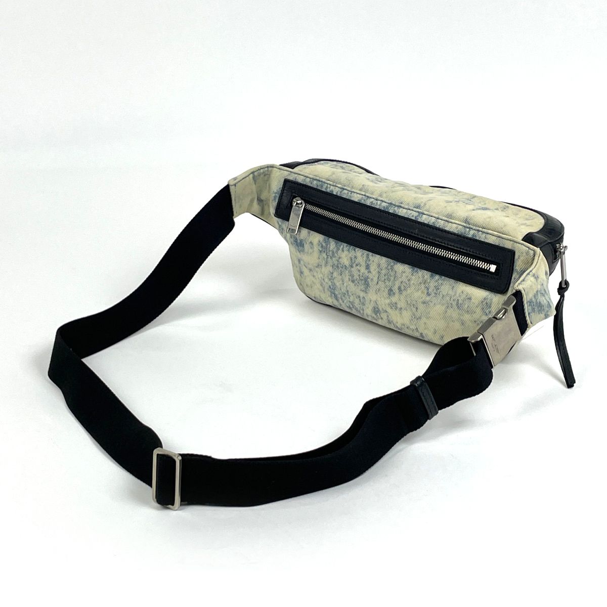 サンローラン SAINT LAURENT ロゴ ウエストバッグ ウエストポーチ ベルトバッグ ボディバッグ キャンバス ホワイト ブルー 557831 レディース