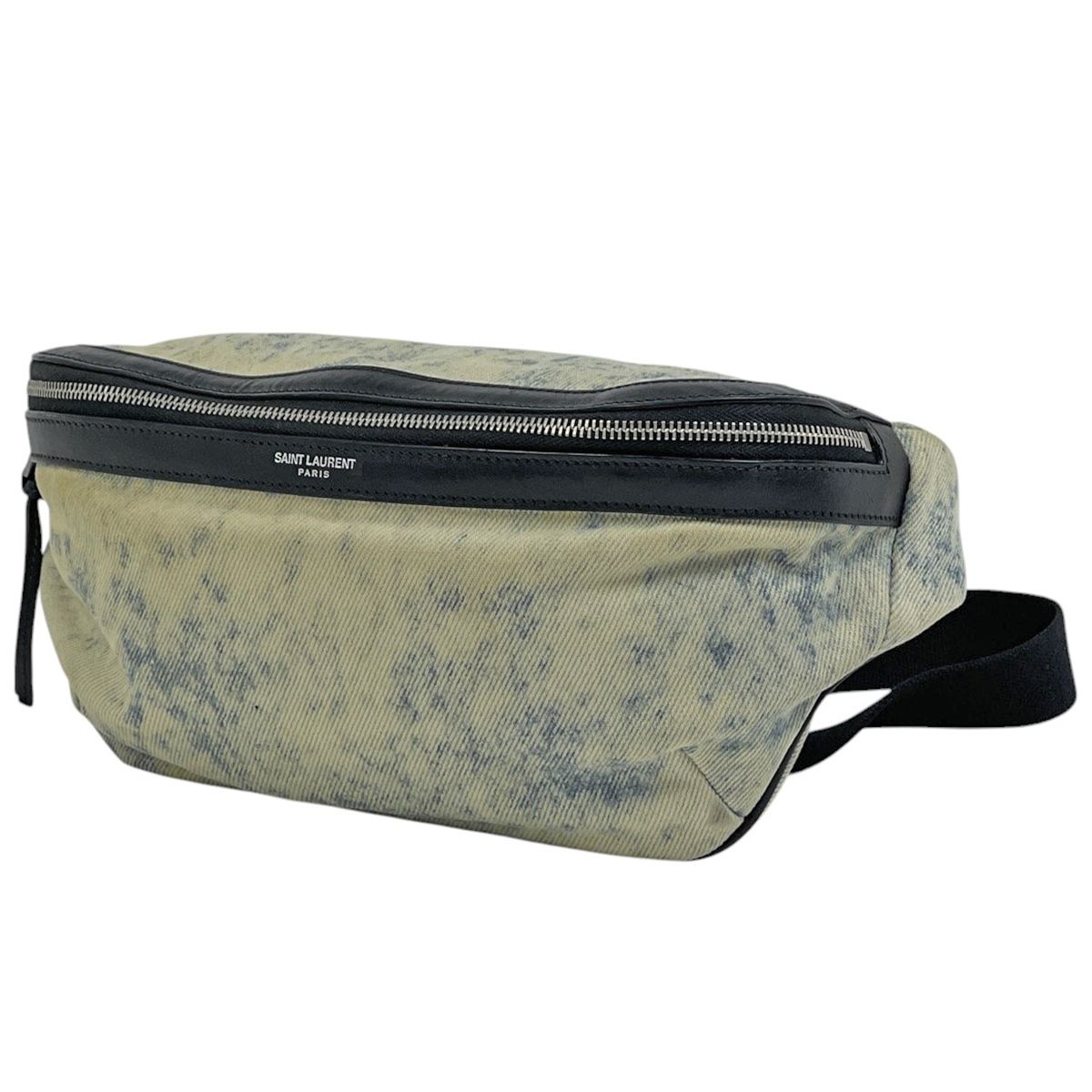 サンローラン SAINT LAURENT ロゴ ウエストバッグ ウエストポーチ ベルトバッグ ボディバッグ キャンバス ホワイト ブルー 557831 レディース