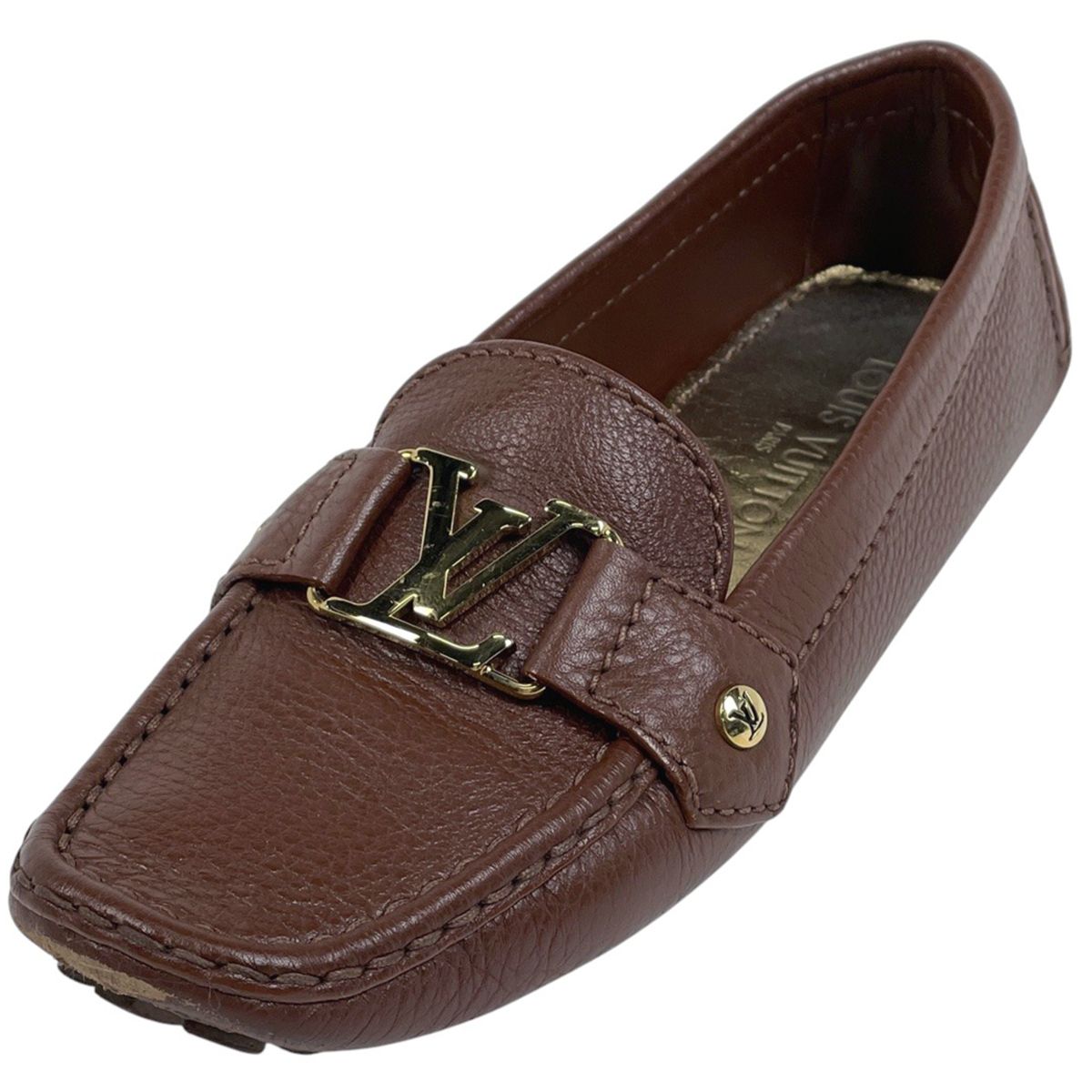 ルイ ヴィトン Louis Vuitton モノグラム ドライビングシューズ モンテカルロ ライン ローファー 靴 レザー ブラウン レディース
