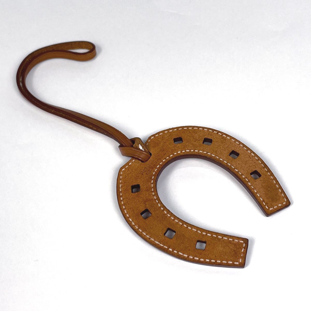 エルメス HERMES パドロック チャーム ホースシュー バッグチャーム レザー ブラウン レディース