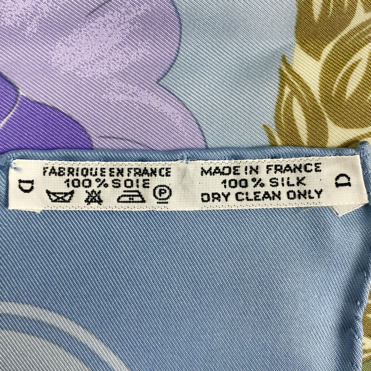 エルメス HERMES カレ 90 Flora Graeca ギリシャの花 スカーフ シルク ブルー マルチ レディース