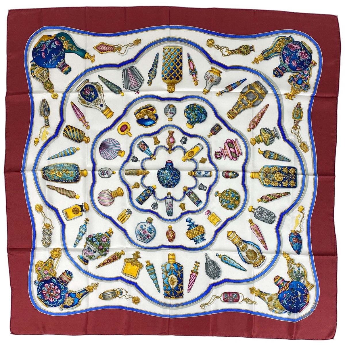 エルメス HERMES カレ 90 Qu importe le flacon 香水瓶 Pourvu qu’on ait l’ivresse スカーフ シルク レッド マルチ レディース