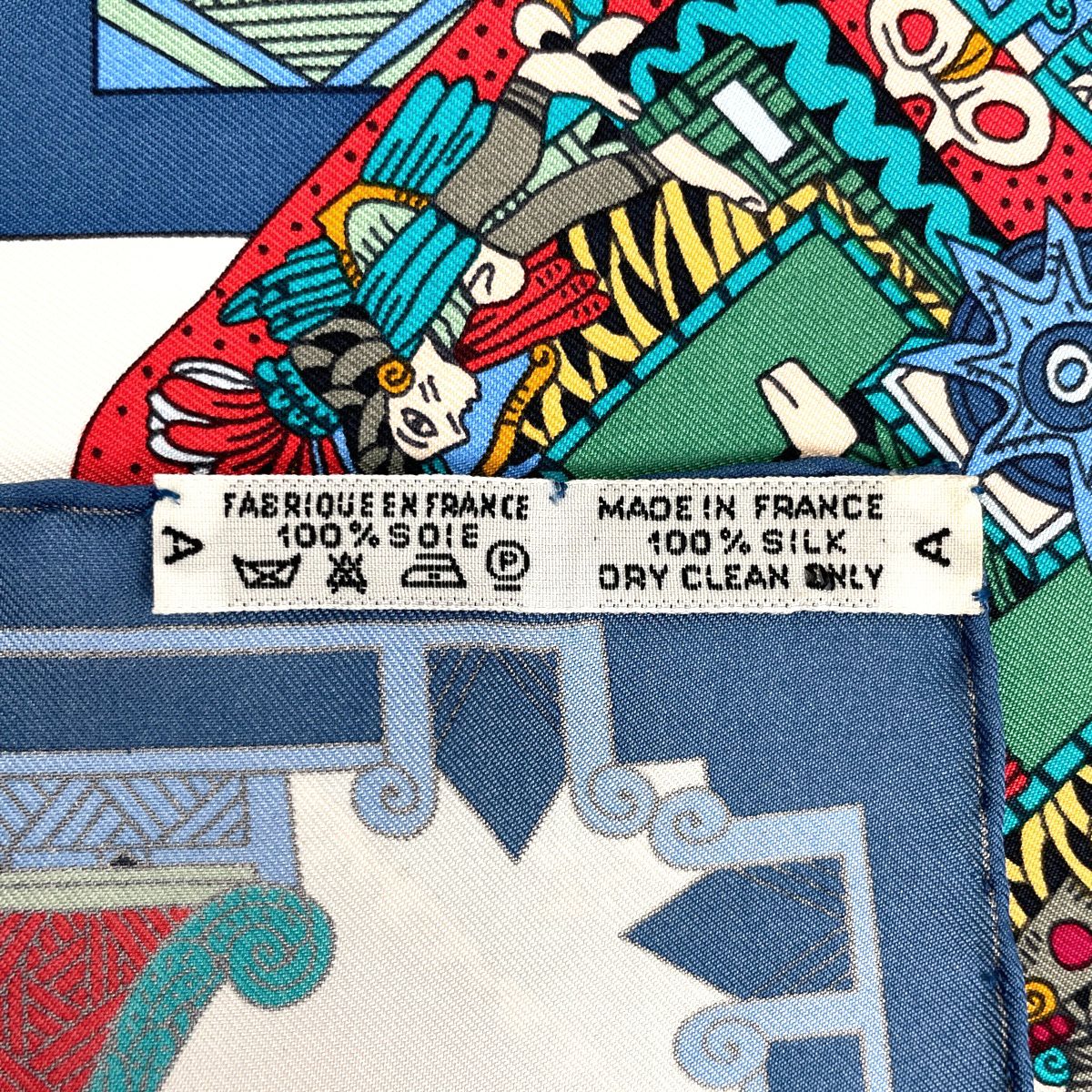 エルメス HERMES カレ 90 ASTRES es SOLEILS 天体と太陽 スカーフ シルク ブルー マルチ レディース