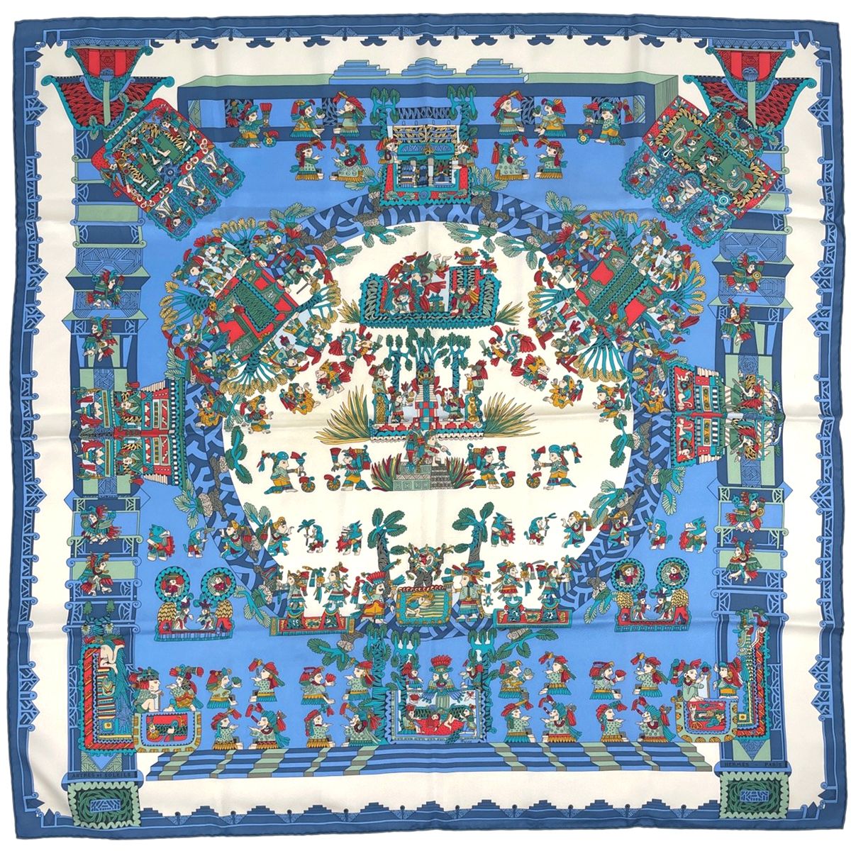 エルメス HERMES カレ 90 ASTRES es SOLEILS 天体と太陽 スカーフ シルク ブルー マルチ レディース