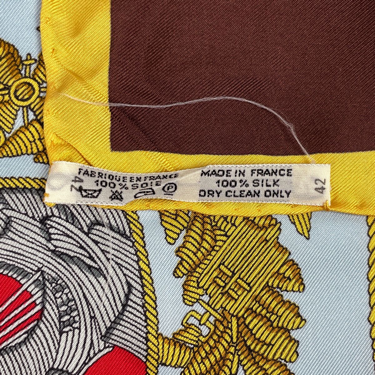 エルメス HERMES カレ 90 LES ARMES DE PARIS パリの紋章 スカーフ シルク ブラウン ブルー マルチ レディース