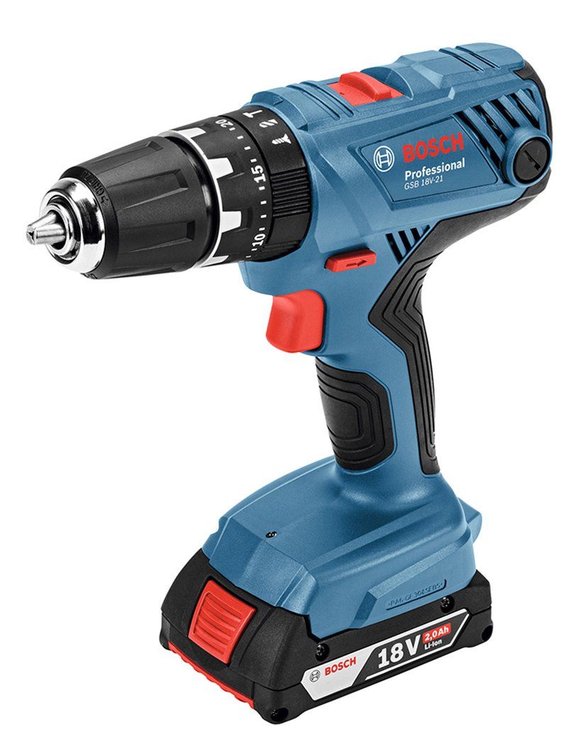 Bosch Professional ボッシュ 18V コードレス振動ドライバードリル 2.0Ahバッテリー2個 充電器 キャリングケース付 GSB18V-21