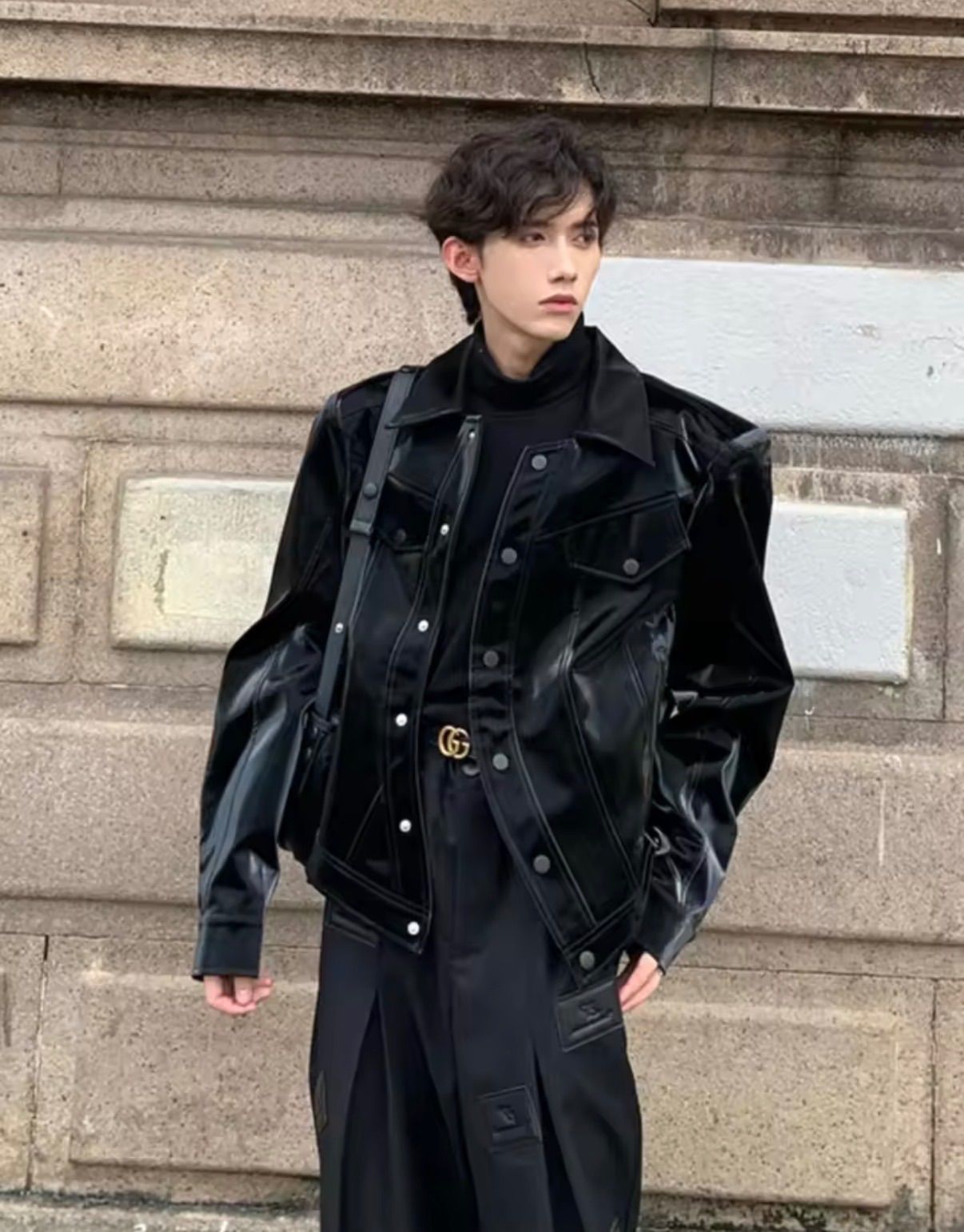 ショルダーパッドジャケット 韓国ストリート モードファッション ルーズシルエット