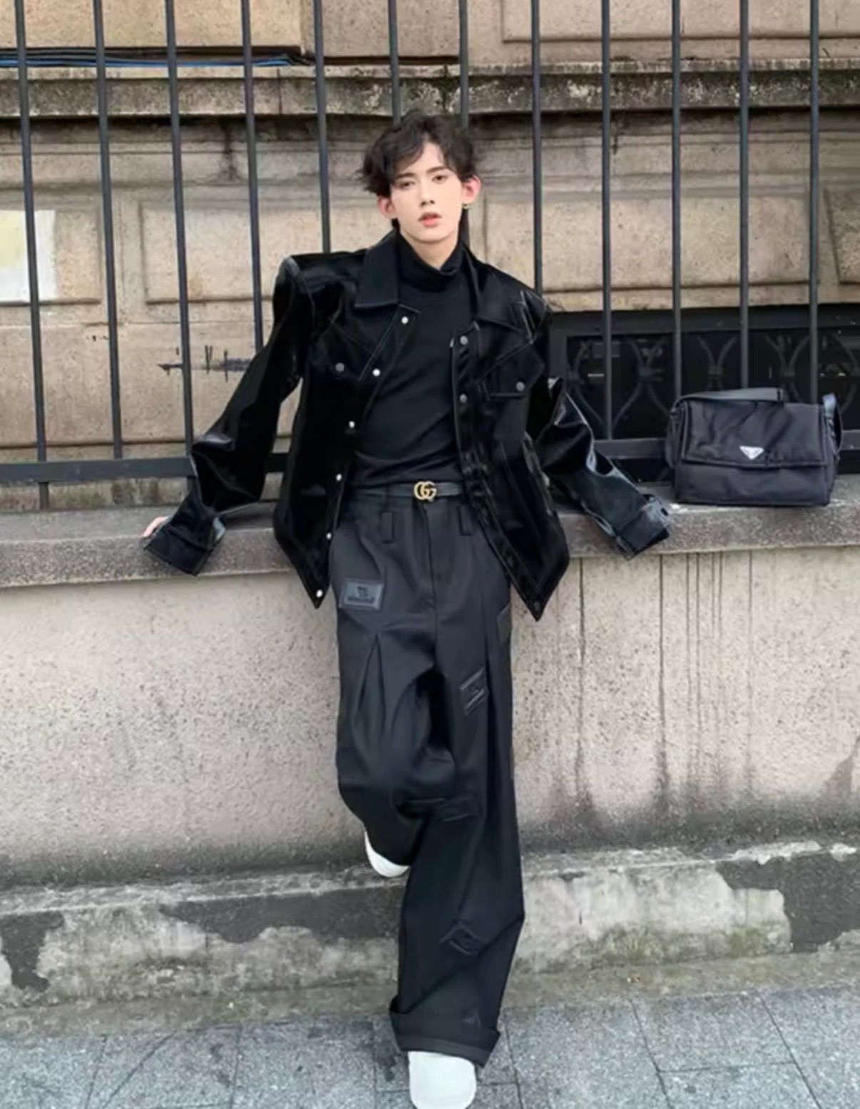 ショルダーパッドジャケット 韓国ストリート モードファッション ルーズシルエット