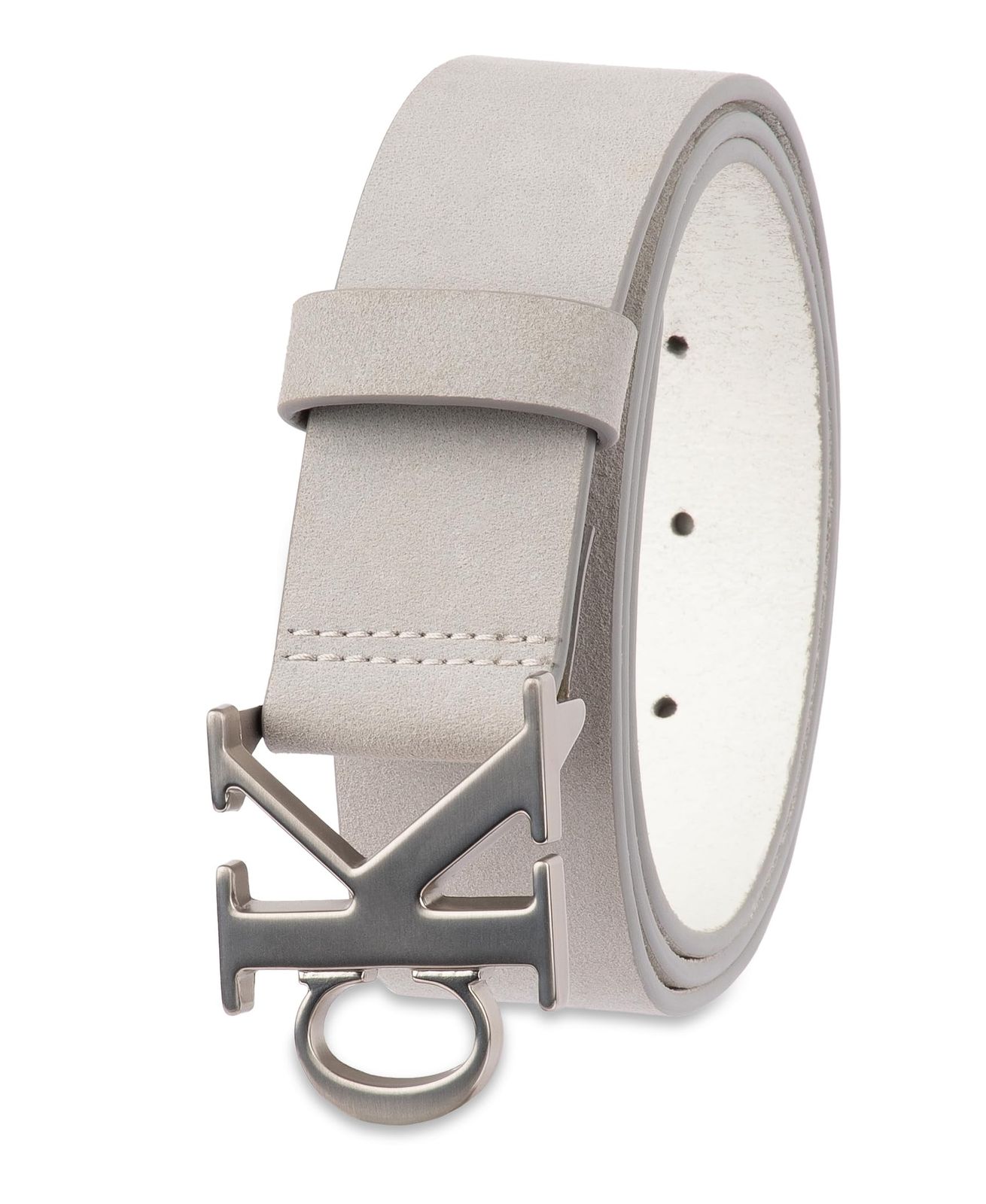 Calvin Klein メンズ カジュアル CK モノグラム カットアウトバックルベルト ライトグレー X-Large 42-44 ライトグレー X-Large 42-44