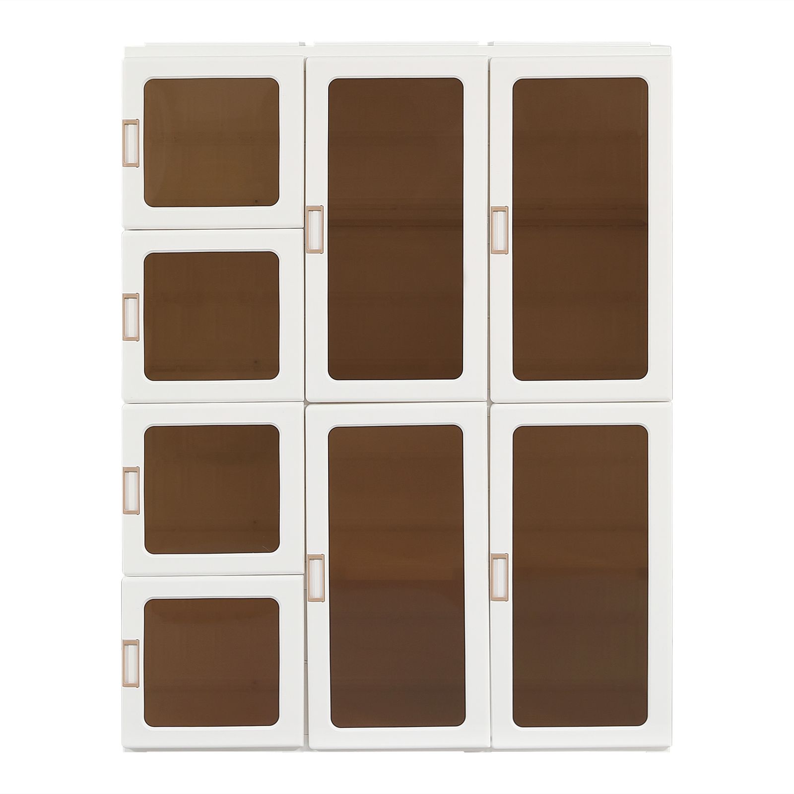 2個 幅104 高さ136cm茶色透明扉 ワードローブ クローゼット 一体折りたたみ式 収納 扉付き 洋服ダンス ハンガーラック 簡単組立 大容量 衣類 雑物 防塵 省スペース 高耐荷重 新生活 おしゃれ