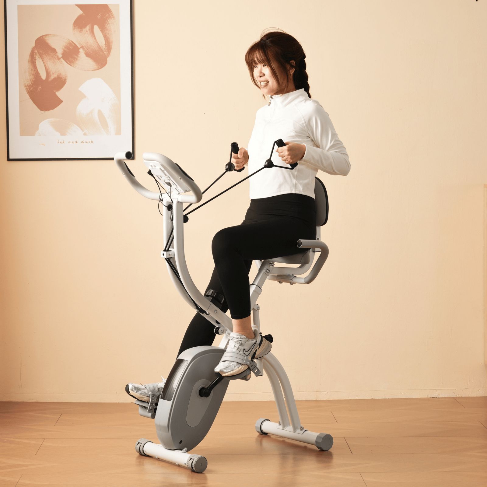 2個 フィットネスバイク 折りたたみ 静音 背もたれ ダイエット器具 調整 室内運動 エクササイズバイク無酸素運動エアロ バイク 有酸素運動 自転車 室内 健康 健康器具 エクササイズ 運動 ジム 心拍数計測 ホワイト ライトグレー