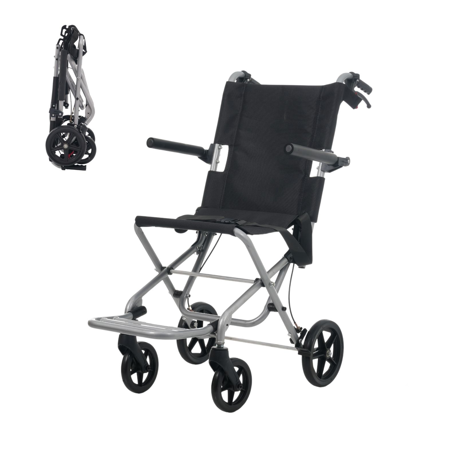 車椅子 折畳み 介助型 自立できる 軽量 コンパクト ノーパンクタイヤ 折りたたみ 収納 超軽量 安全ベルトつき 背面ポケット 外出用 旅行用 飛行機持ち込み可 介護 福祉用具 ブラック ホワイト