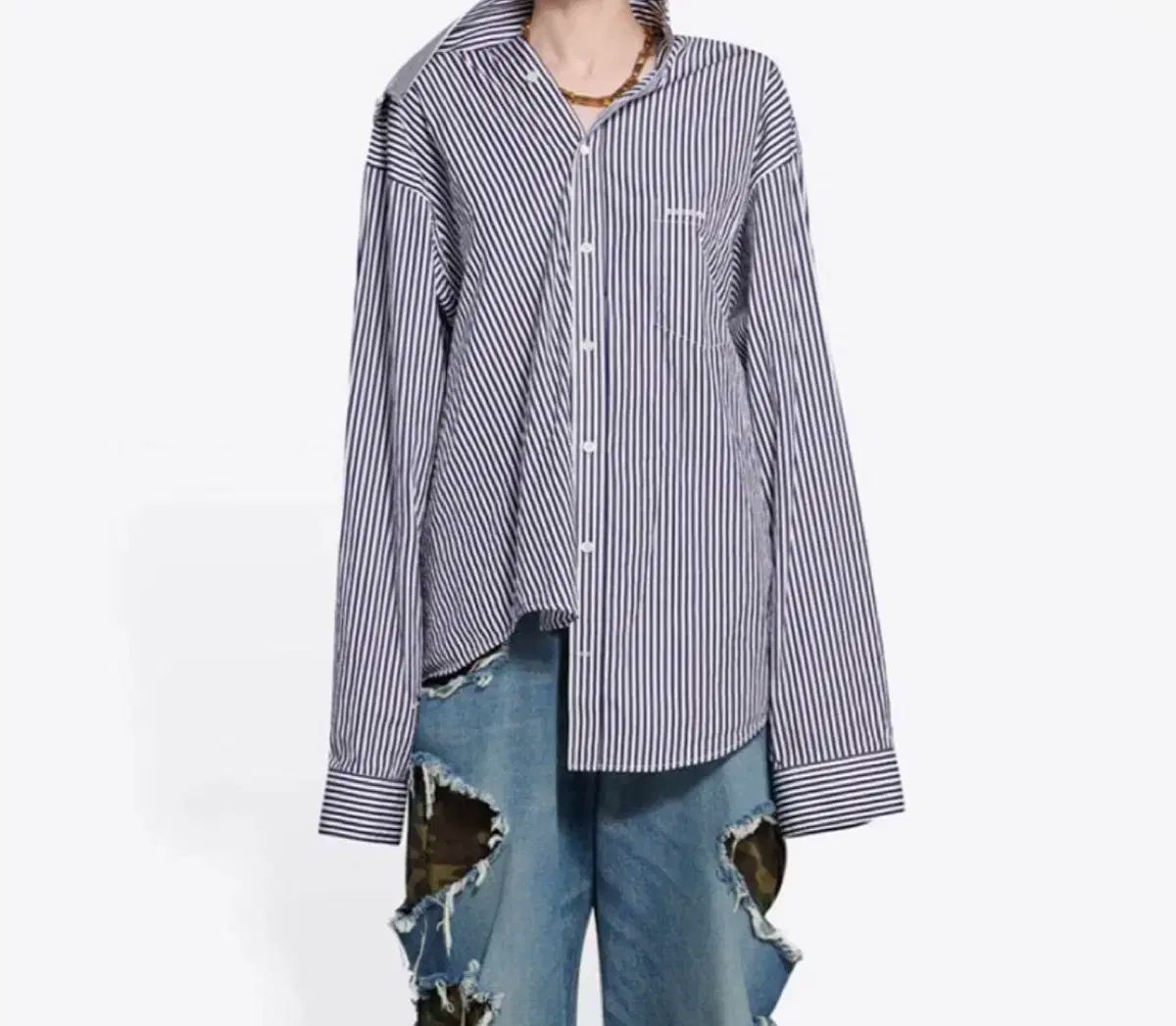 バレンシアガ FW21 ストライプ シャツ