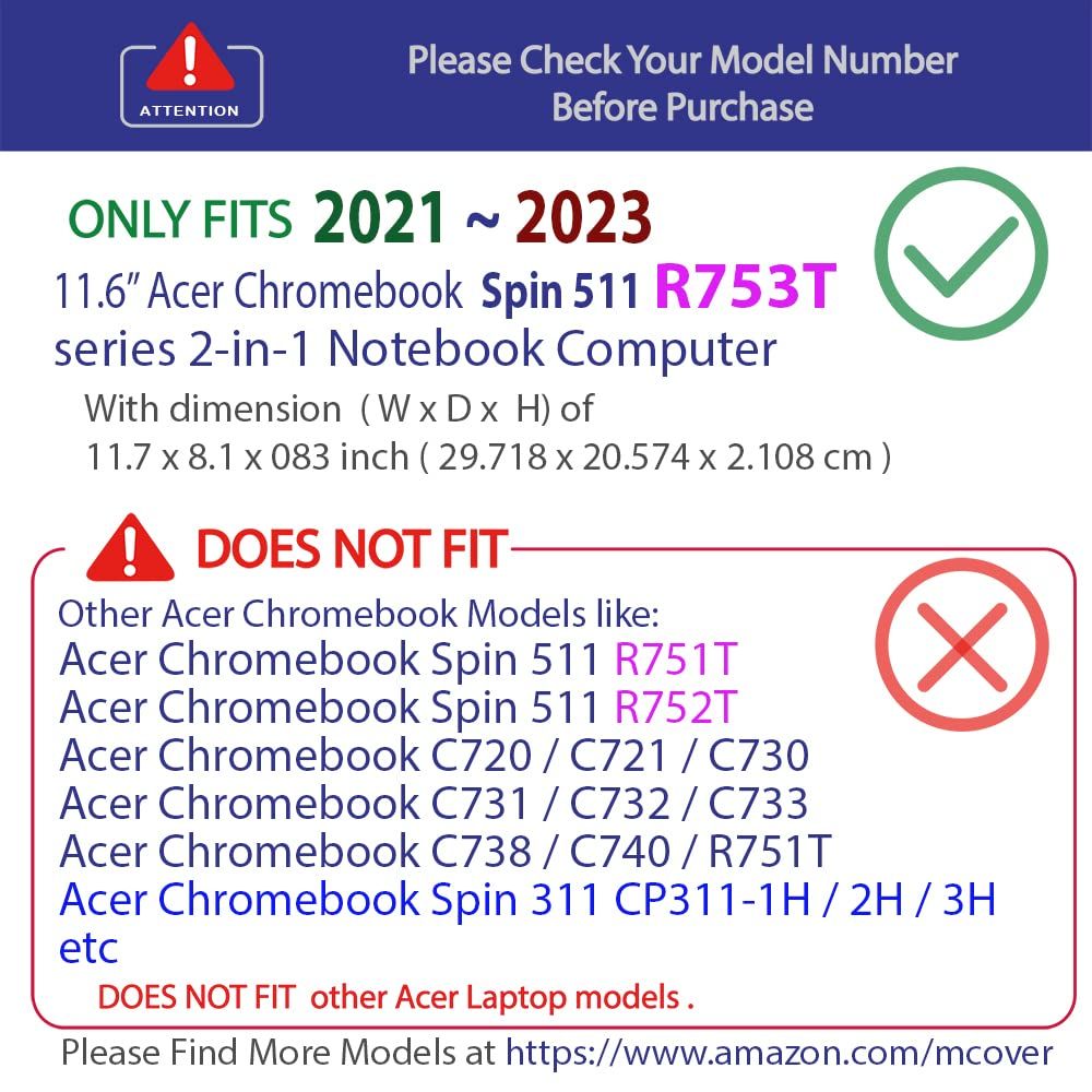 mCover ハードケース 2021 11 6インチ Acer Chromebook Spin 511 R 753 T シリーズ 2イン1ノートパソコンにのみ対応 他のAcerモデルには対応していません ブラック