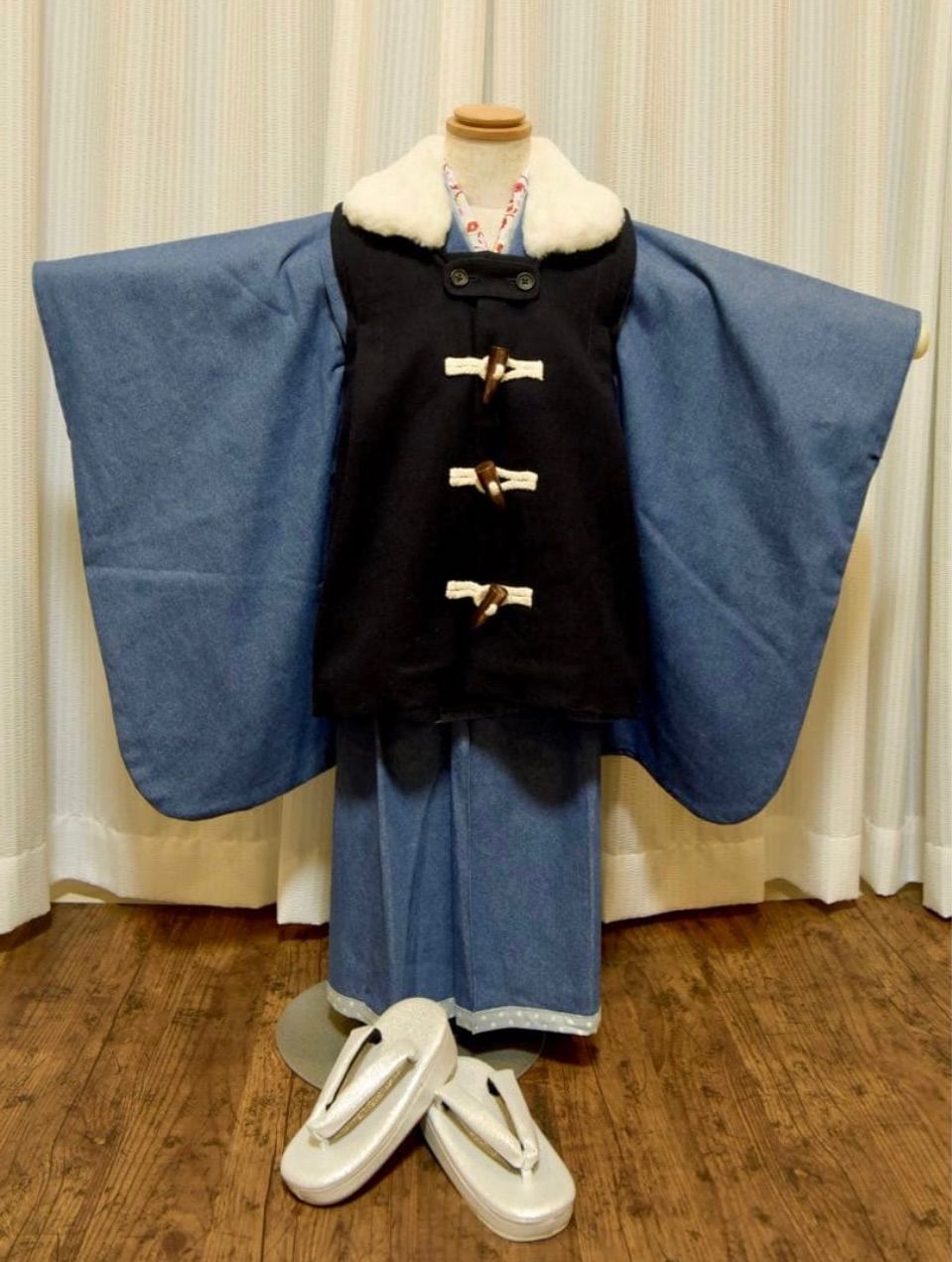 別注品 らくらく着付 デニムの三歳祝着