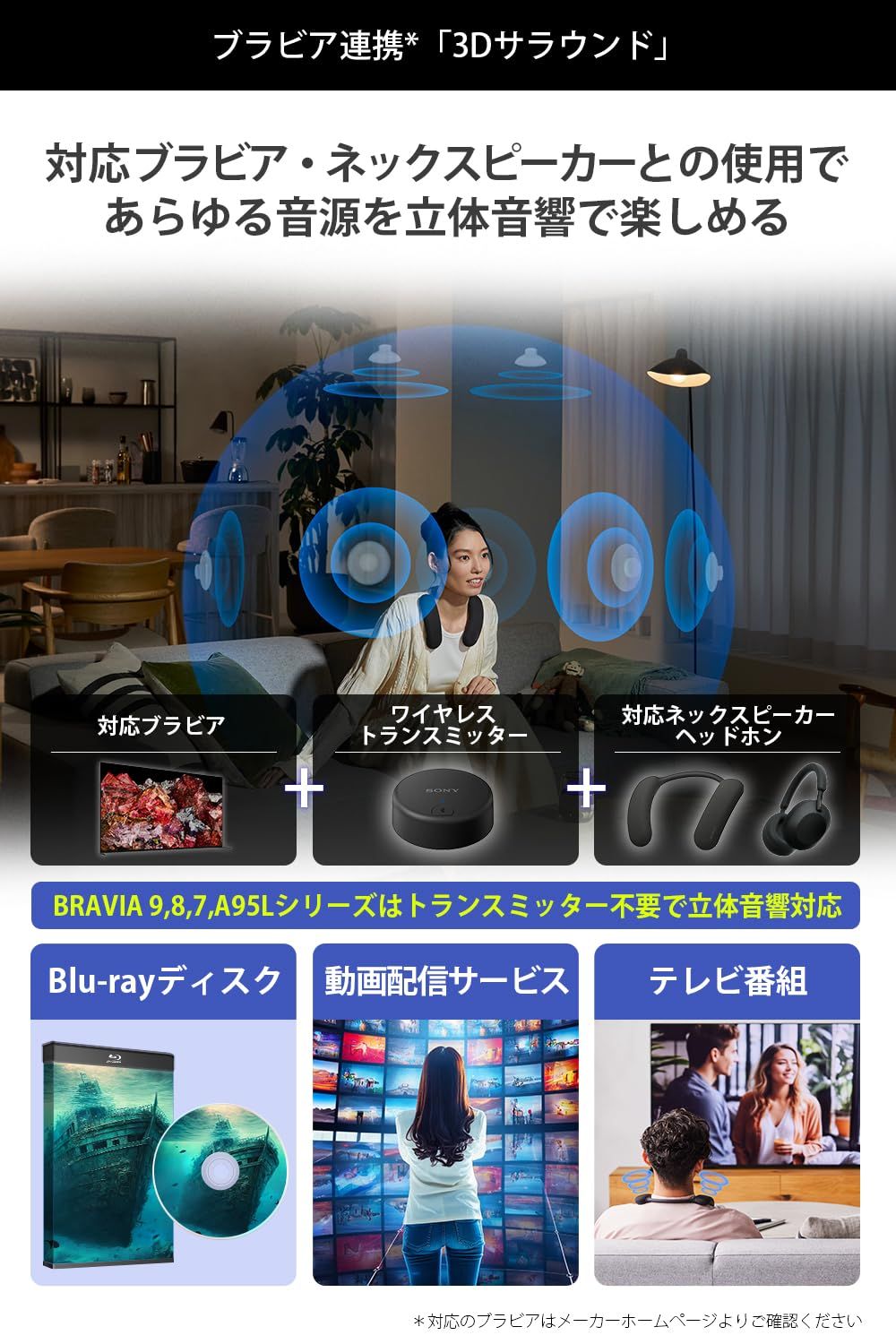 ソニー SONY ワイヤレストランスミッター WLA-NS7 トランスミッター 対応ヘッドフォンとXRプロセッサ搭載ブラビアとの で360立体音響対応 テレビ用 BRAVIA XR Bluetooth対応