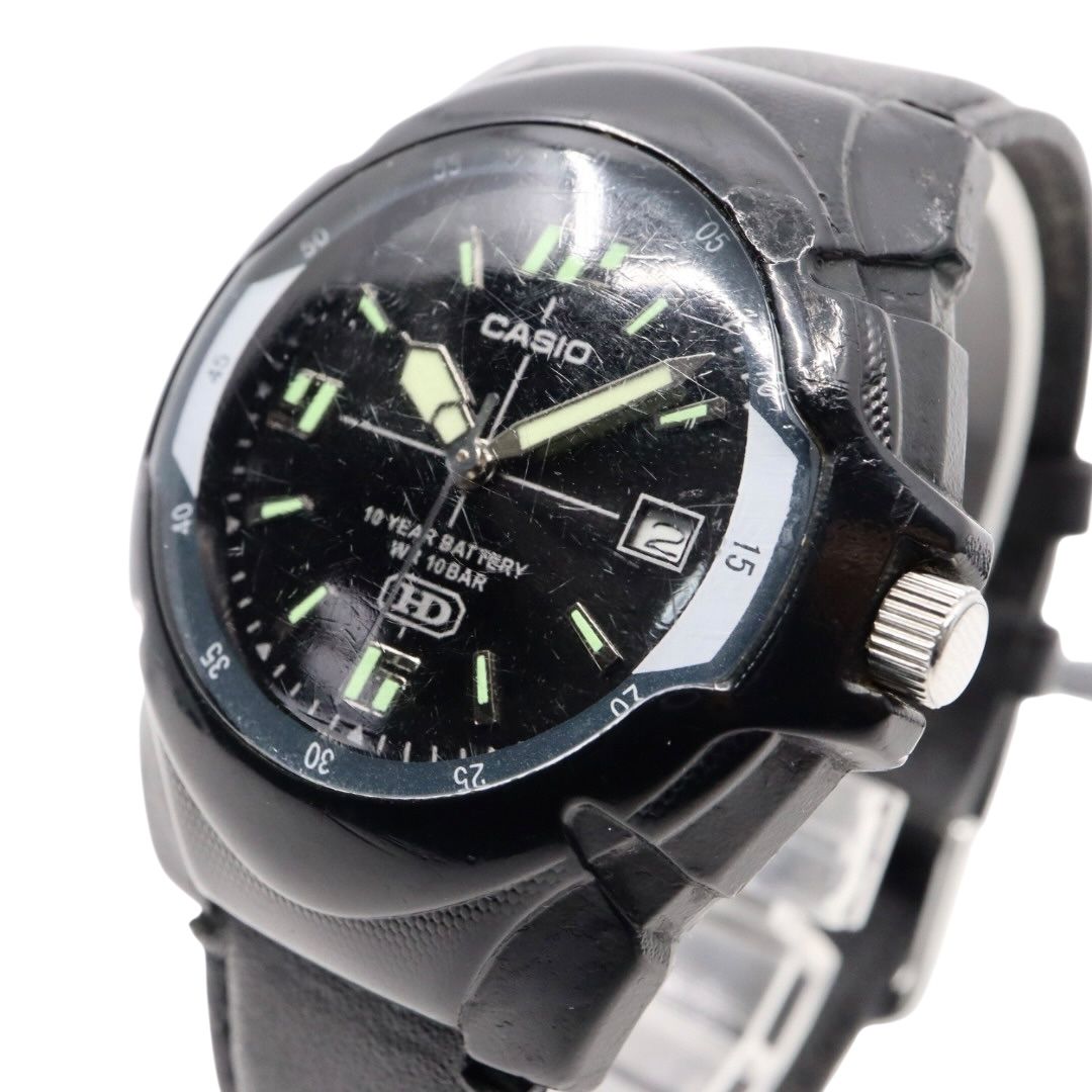 稼働品 カシオ 腕時計 MW 600 メンズ アナログ クオーツ 10年バッテリー 10気圧防水 ブラック 黒文字盤 樹脂 レザーベルト カジュアル スポーティ クラシック ヴィンテージ ビジネス アウトドア チプカシ G 9