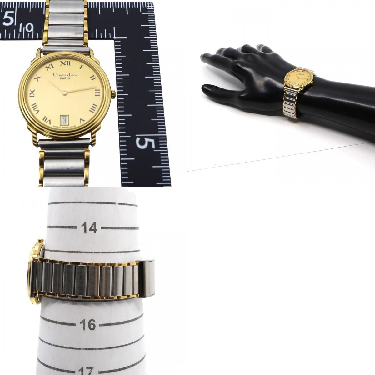  稼働品 クリスチャンディオール 腕時計 45 122 2 デイト ローマンインデックス ゴールド シルバー コンビ クオーツ メンズ レディース ユニセックス ドレスウォッチ エレガント クラシック ヴィンテージ G 9 その他 時計