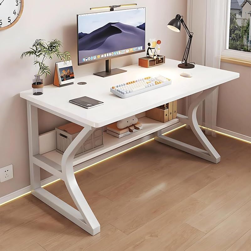 baokaisデスク パソコンデスク 棚付き ゲーミングデスク 幅100×奥行50 cm 勉強机 desk 北欧 C型 木製 オフィスデスク 学習机 仕事用 在宅勤務 おしゃれ 組立簡単 作業机 ホワイト 1