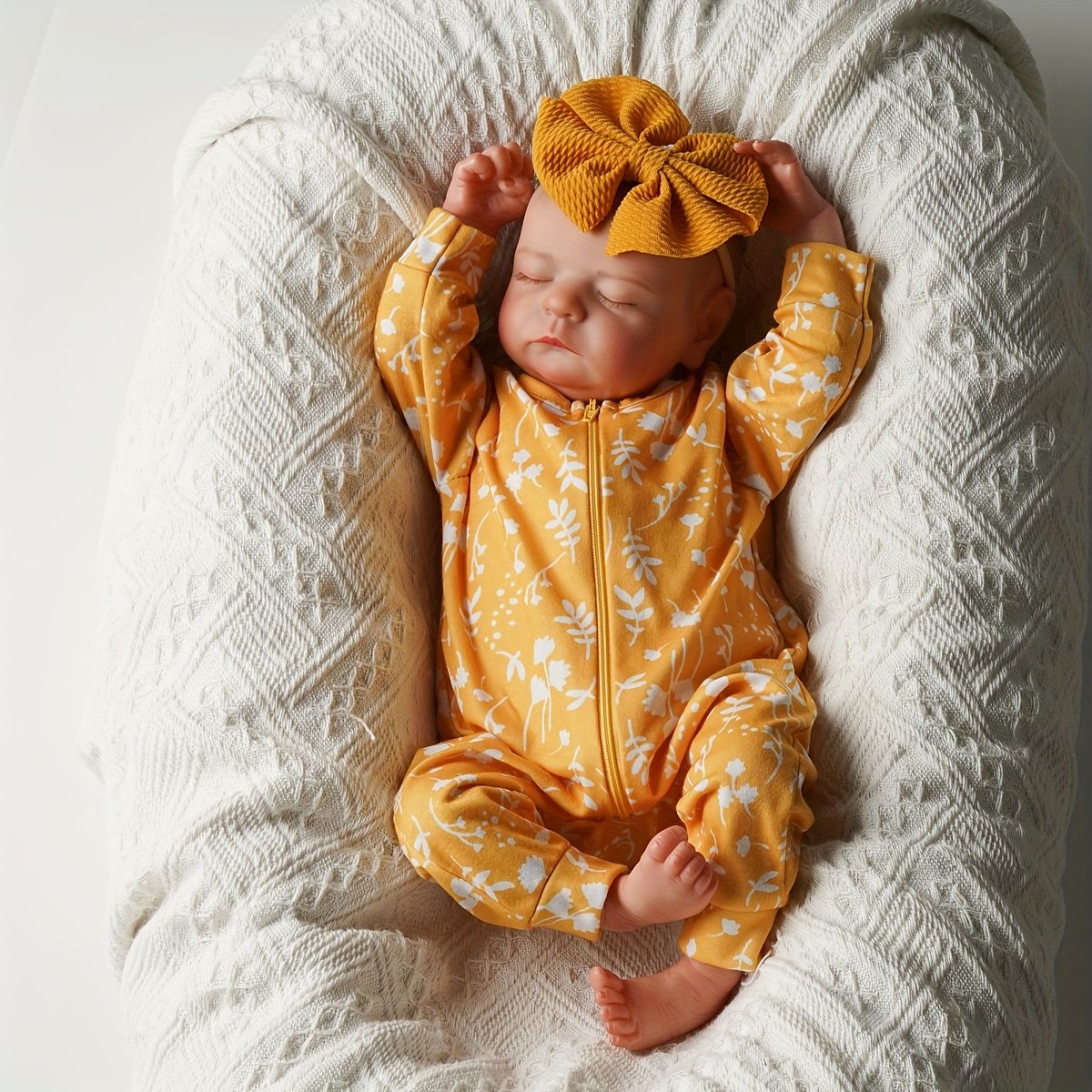 リアルな質感 リボーンドール 20インチ 双子人形 リアル 新生児 女の子＆男の子 イエロー 衣装 セット おもちゃ 3歳～ 誕生日 クリスマスプレゼントに イエローA