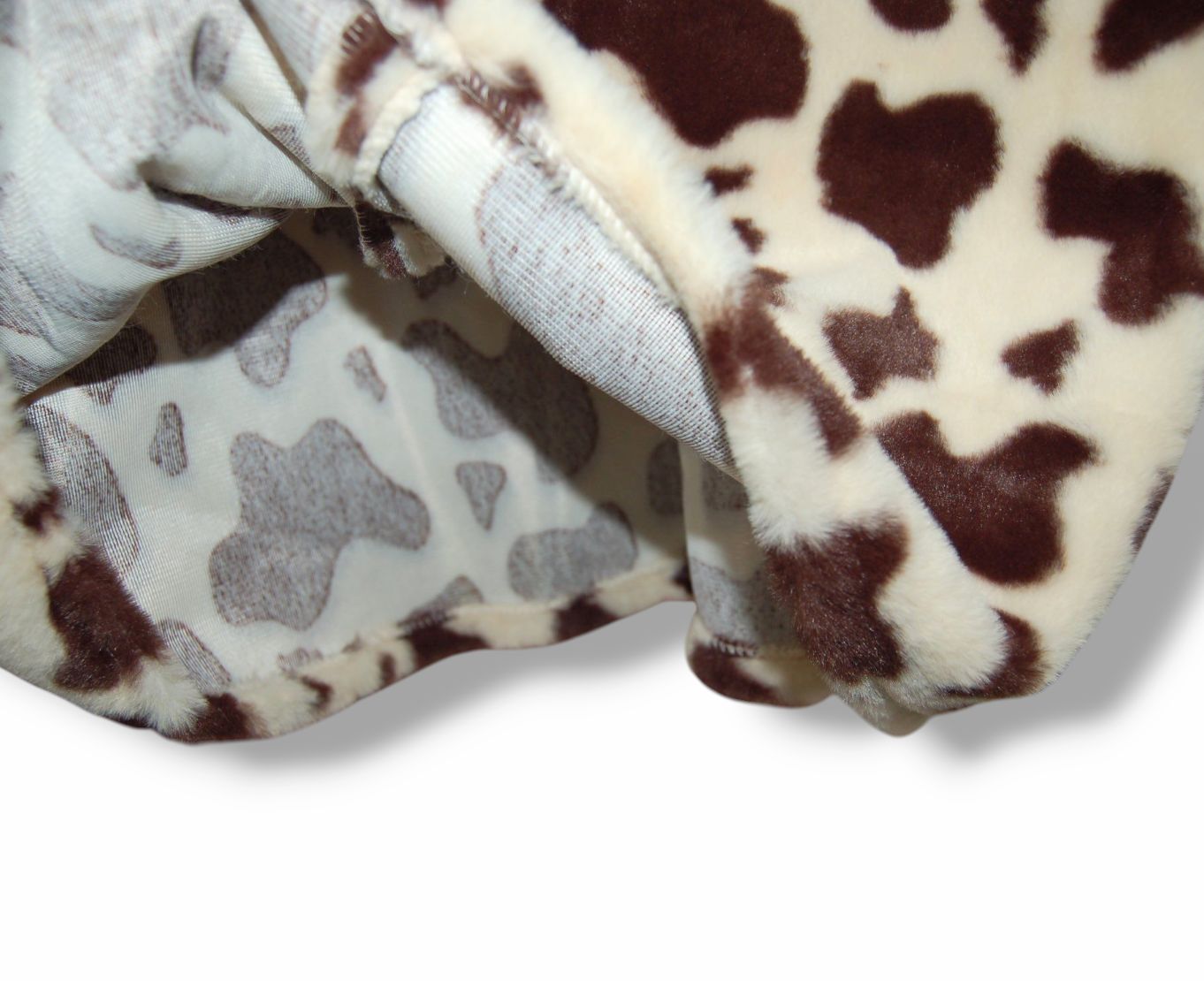 牛柄フェイクファー切り替えパーカーワンピース