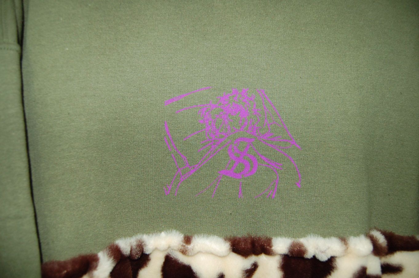 リメイク 牛柄フェイクファー切り替えパーカーワンピース