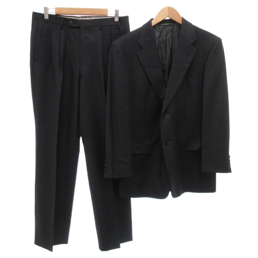 エルメネジルドゼニア Ermenegildo Zegna ロンナー RONNER シングルスーツ セットアップ テーラードジャケット パンツ 2B 総裏地 サイドベンツ ツータック センタープレス A5 黒 ブラック GV