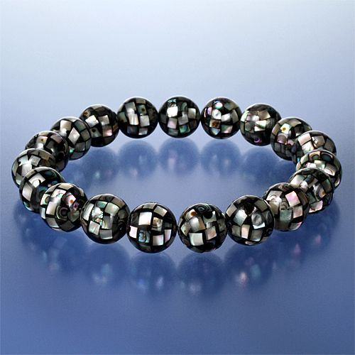 あわび貝の幸運ブレスレット 深い七色の美しい輝きが魅力的 ジュエリー 書付き