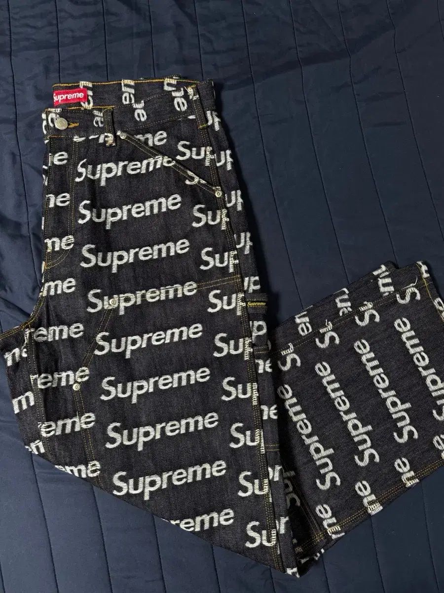 25fw シュプリーム ジャカード ロゴ ダブル デニムパンツ