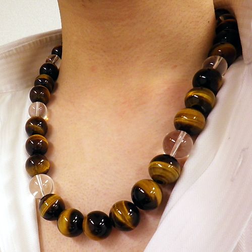 大粒タイガーアイ メンズネックレス