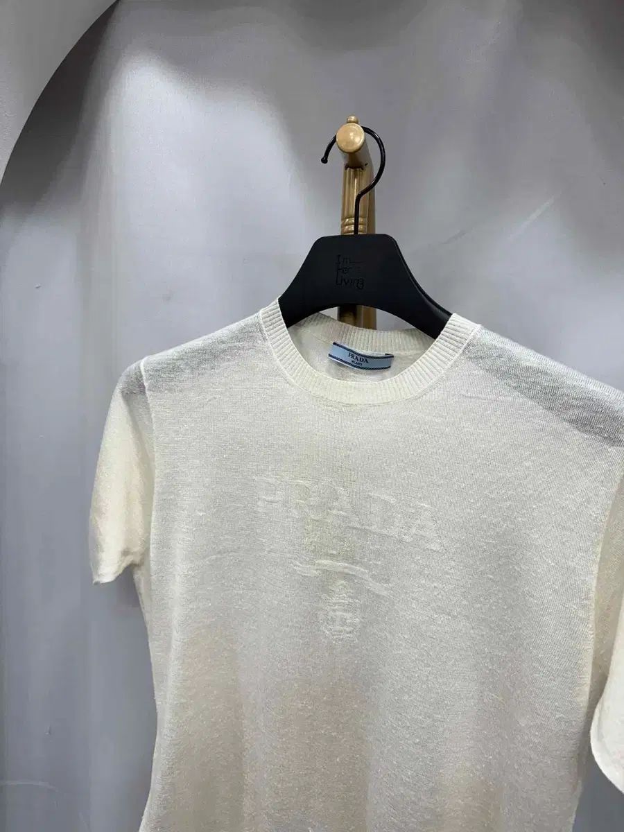PRADA プラダ ロゴ シルク ニット 半袖 36サイズ