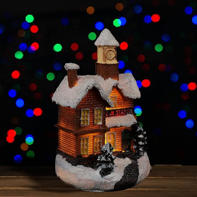クリスマス置物ハウス ミニハウス 光る雪の家 オーナメント LEDライト付 クリスマス置物ハウス ミニハウス 光る雪の家 オーナメント LEDライト